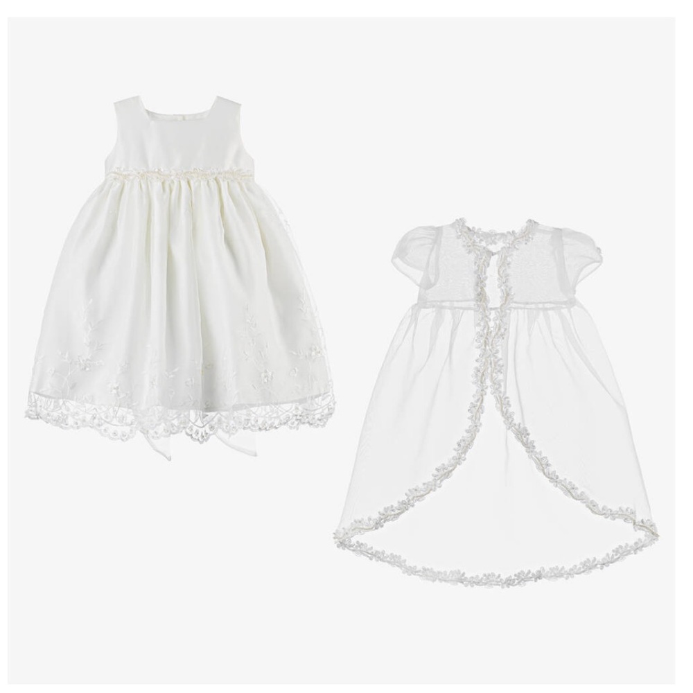 A delightful ivory ceremony dress set for baby girls by Romano.